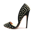 Load image into Gallery viewer, Thyraxa Gold Spikes Black Stilettos
