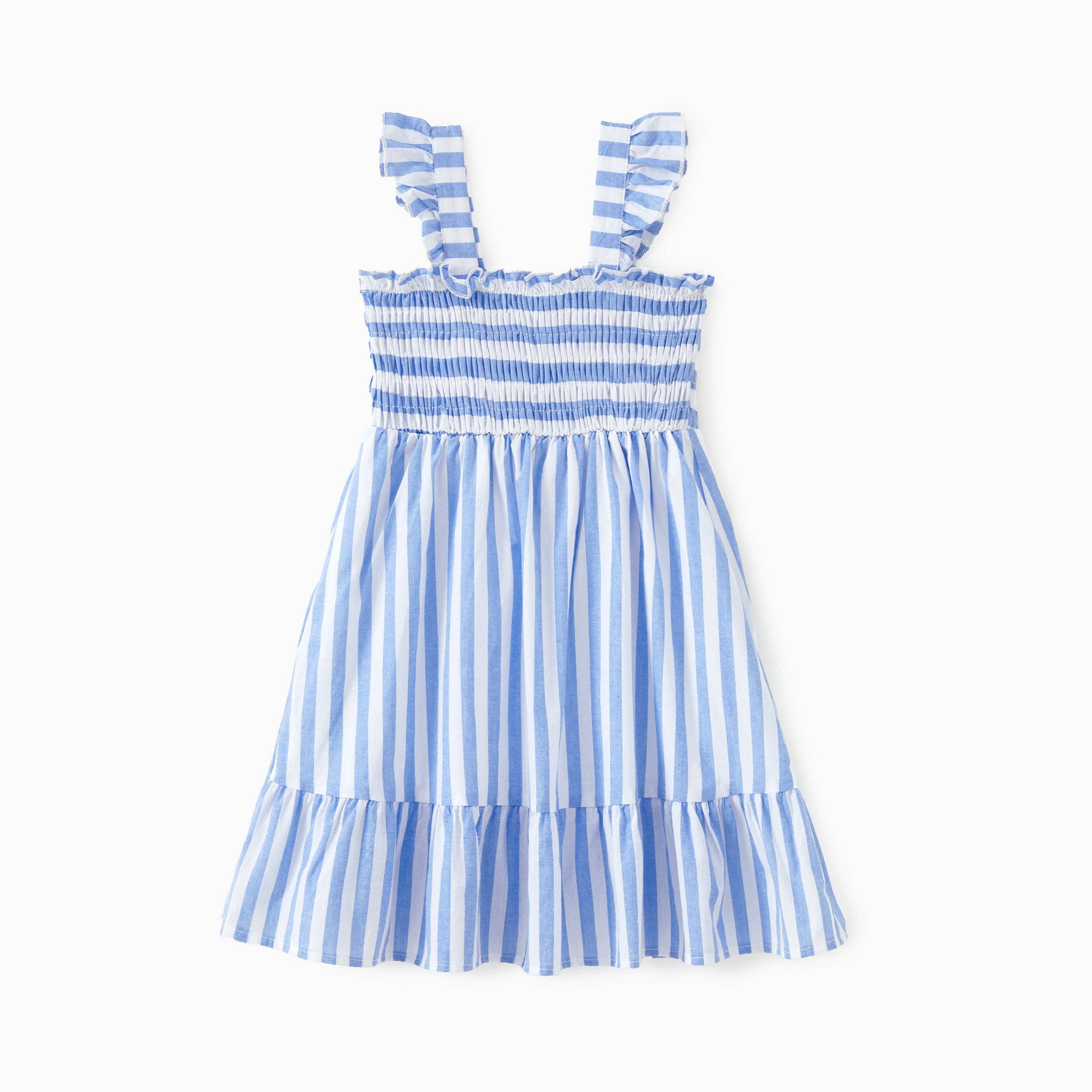 Family Matching Blue Vertical Shirt or Off Shoulder Dress