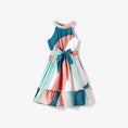 Load image into Gallery viewer, Mommy and Me High Neck Halter Ruffle Hem Belted Dress
