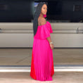 Load image into Gallery viewer, Fantasia Off-The-Shoulder Color Block Maxi Hot Pink Dress
