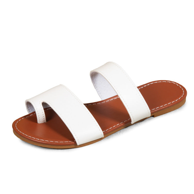 Marina Round Toe Covering Leisure Flat Slippers