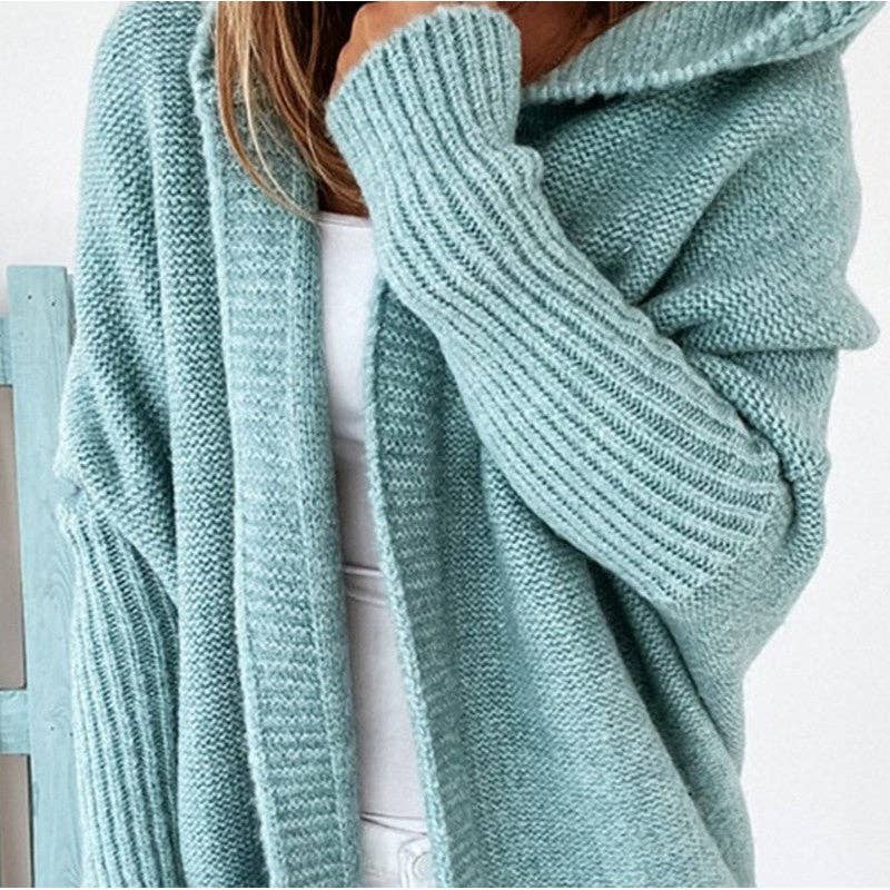 Long Sleeve Hooded Thick Casual Loose Cardigan Sweater