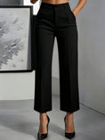 Load image into Gallery viewer, black  tailored trousers women structured pants formal outfit
