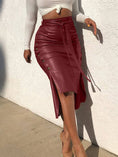 Load image into Gallery viewer, Bodycon High-Low Buttoned Split-Side Tied Waist Skirts Bottoms
