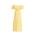Load image into Gallery viewer, yellow embroidered floral off shoulder maxi dress summer vacation outfit
