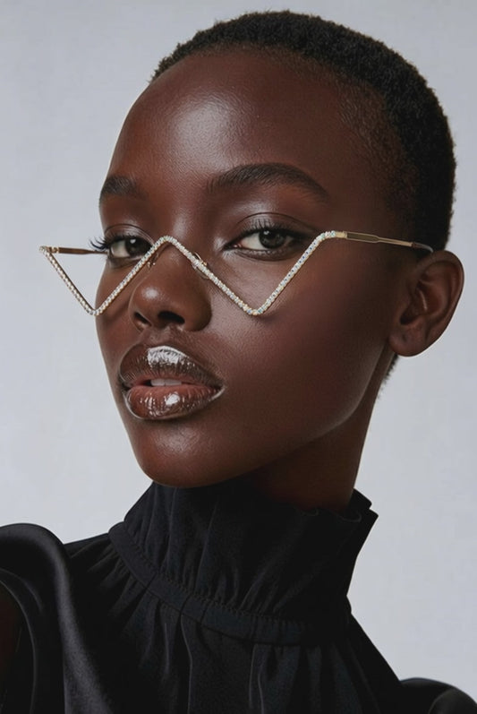 geometric metal frame glasses women gold angular fashion eyewear statement glasses
