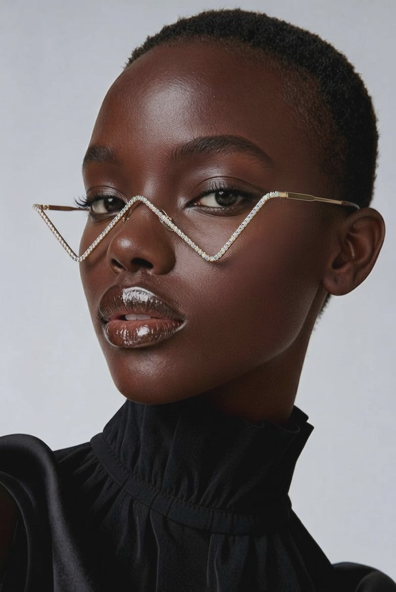 geometric metal frame glasses women gold angular fashion eyewear statement glasses