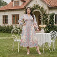 Load and play video in Gallery viewer, cotton candy floral midi dress with balloon sleeves priest collar garden party
