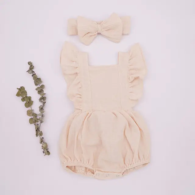 Amelia Organic Cotton Baby Girl Romper