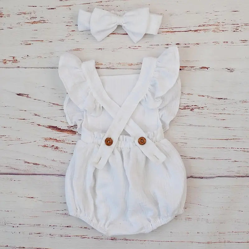 Amelia Organic Cotton Baby Girl Romper