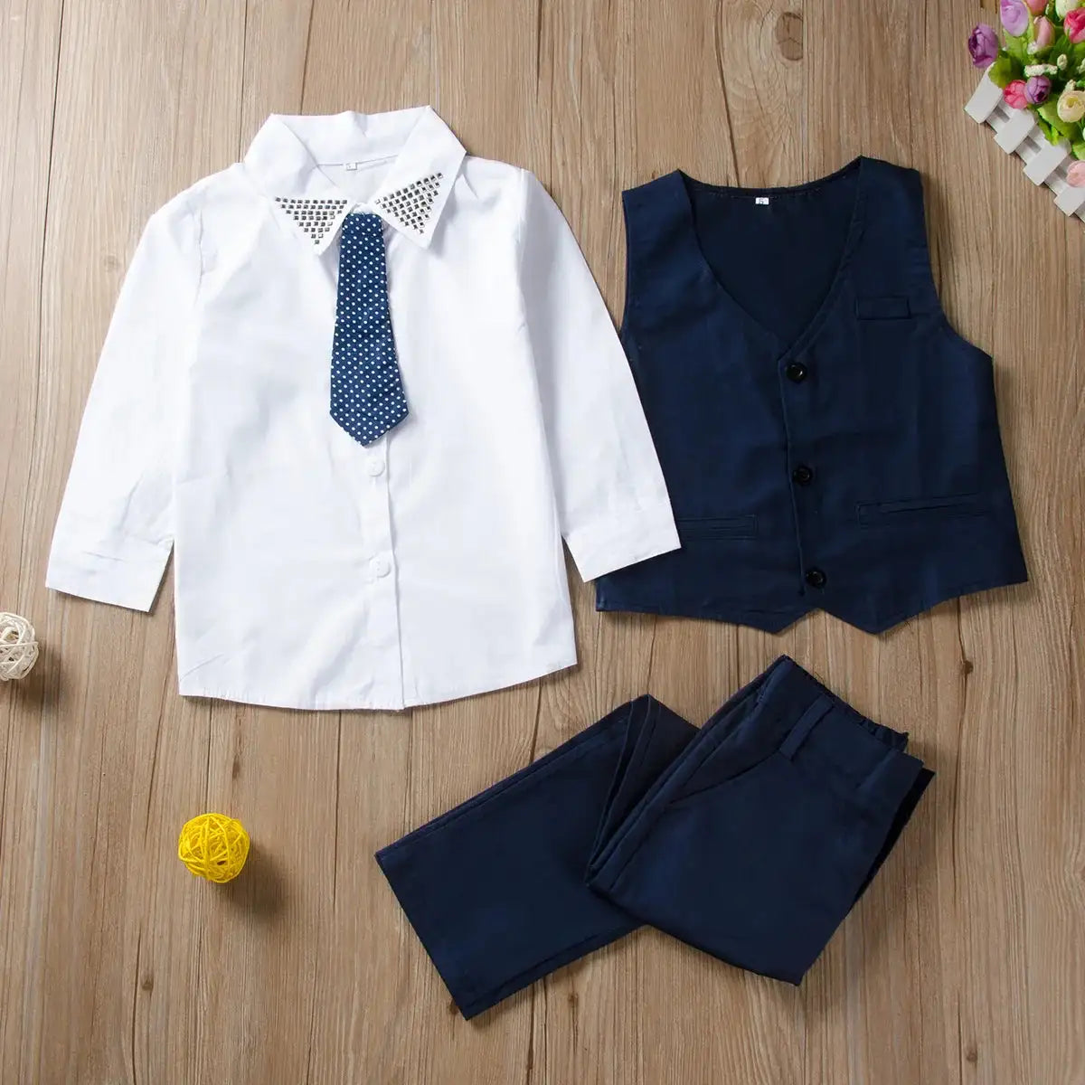 Ethan Navy 3 Piece Toddler Waistcoat Set