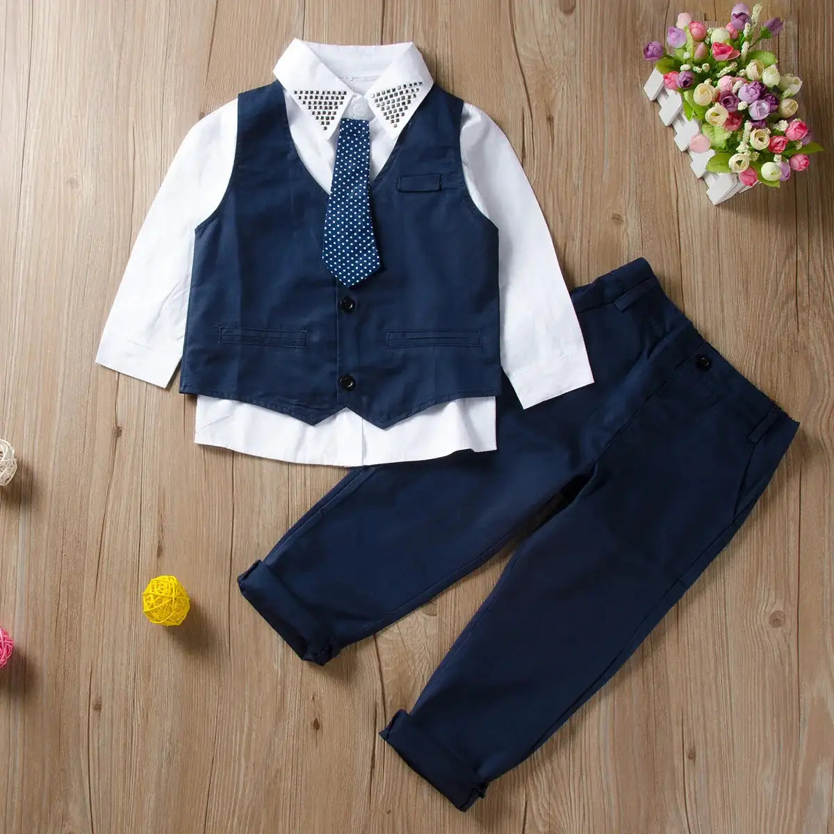 Ethan Navy 3 Piece Toddler Waistcoat Set